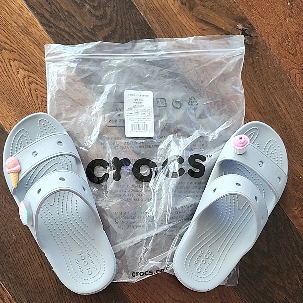 CROCS Gray Sandals Classic Design Ventilation